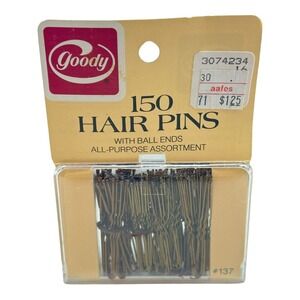 1982 Goody Hair Pins #137 Ball Ends Brown 150/pk NOS Original Prop 1980s Vintage